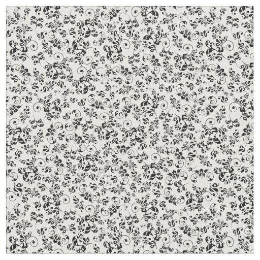 Black & White Vintage Floral Retro Pattern Fabric