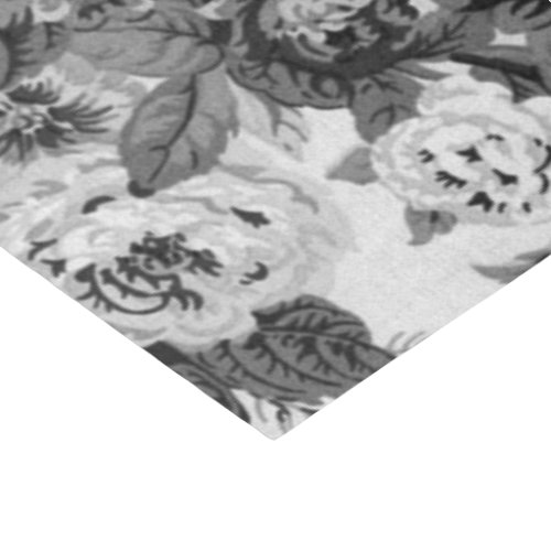 Black  White Vintage Floral Toile No3A Tissue Paper