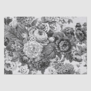 Black & White Vintage Floral Toile No.3A Tissue Paper