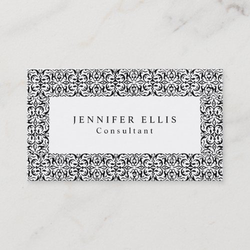 Black White Vintage Flower Pattern Original Business Card