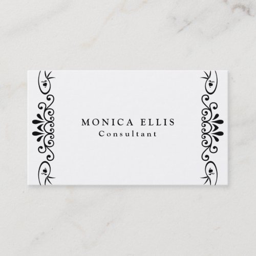 Black  White Vintage Flower Pattern Original Business Card