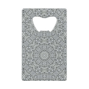 Black & White Vintage Fractal Kaleidoscope Credit Card Bottle Opener