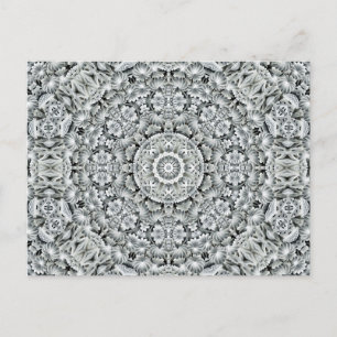 Black & White Vintage Fractal Kaleidoscope Postcard