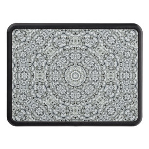 Black & White Vintage Fractal Kaleidoscope Tow Hitch Cover