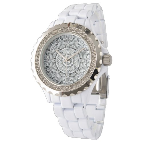 Black  White Vintage Fractal Kaleidoscope Watch