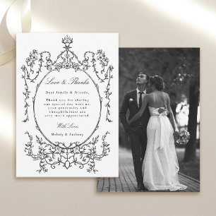 Black & White Vintage Frame Wedding Photo Thank You Card