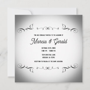 Black & White Vintage Gothic Ornamental Wedding Invitation