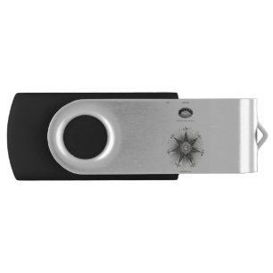 Black White Vintage Horoscope zodiac, astrology Flash Drive