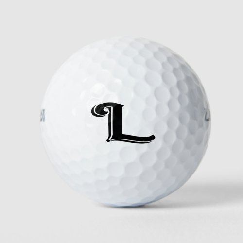Black White Vintage Letter L Monogrammed Golf Balls