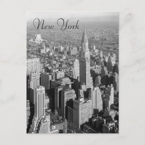 Black  White Vintage New York City Postcard