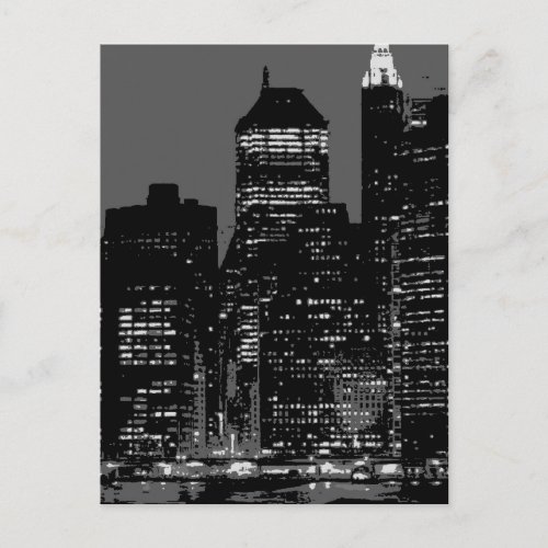 Black  White Vintage New York City Postcard