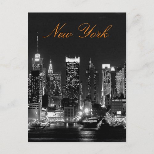 Black White Vintage New York City Travel Photo Postcard