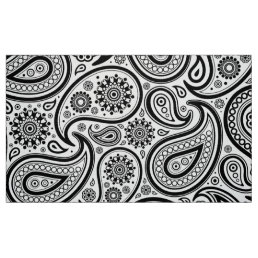 Black &amp; White Vintage Paisley Pattern Fabric