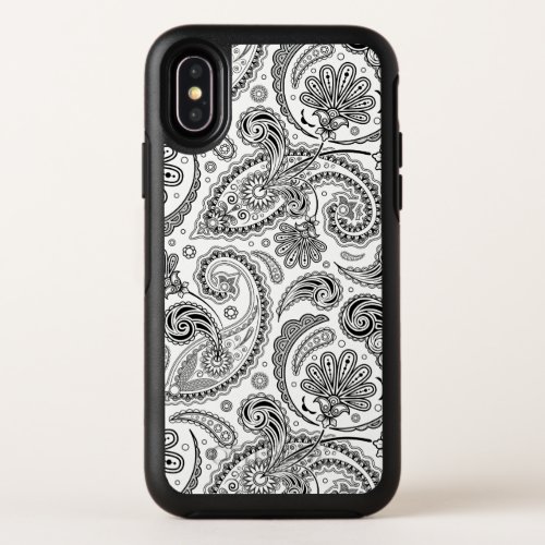 Black  White Vintage Paisley Pattern OtterBox Symmetry iPhone X Case