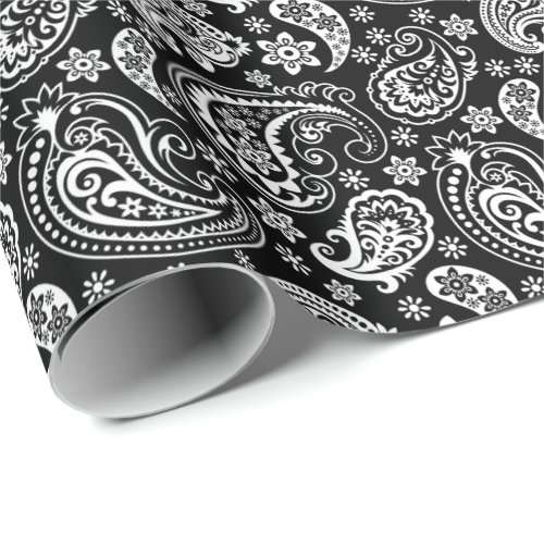 Black  White Vintage Paisley Wrapping Paper