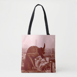 Black & White Vintage Paris Photo Gargoyle Tote Bag