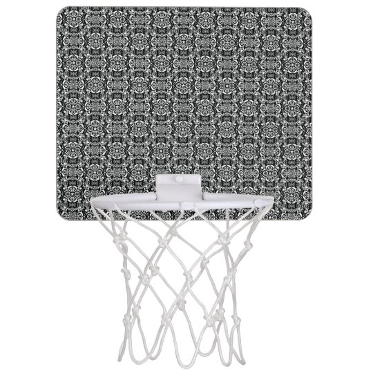 Black White Vintage Pinwheel Damask Mini Basketball Hoop Zazzle Com