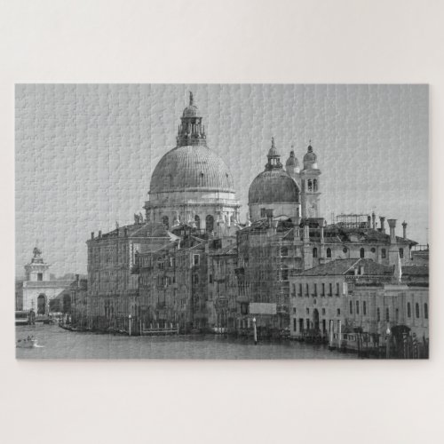Black White Vintage Saint Mark Venice Canal Travel Jigsaw Puzzle