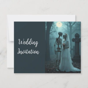 Black White Vintage Skeleton Goth Wedding Invite