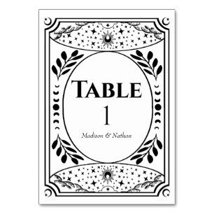 Black & White Vintage Tarot Gothic Wedding Table Number