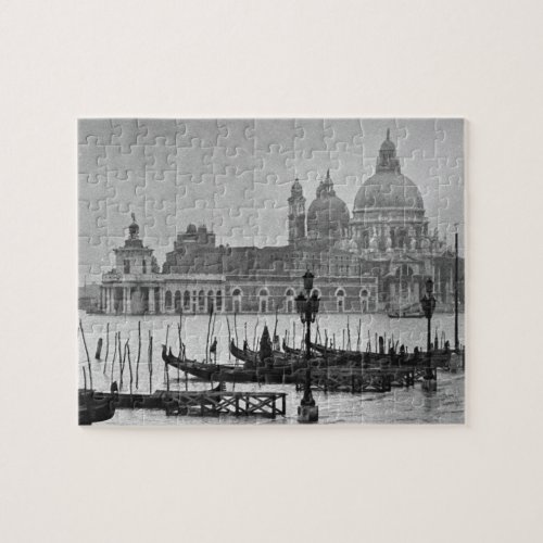 Black White Vintage Venice Canal Travel Jigsaw Puzzle