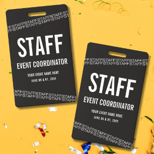 Black White VIP All Access Pass Staff Badge