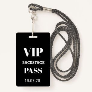 Black White VIP Backstage All Access Pass Concert  Badge