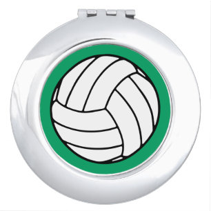 Black/White Volleyball Ball on Shamrock Green Compact Mirror
