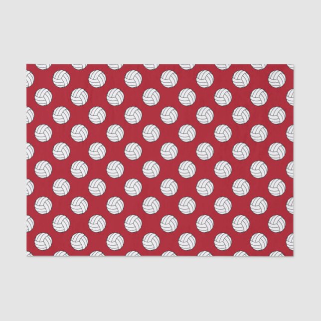 Black/White Volleyball Balls, Dark Red Tissue Paper (Front)