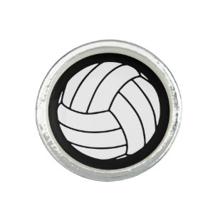 Black White Volleyball Balls on Black Ring