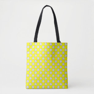 Black White Volleyball Balls on Yellow Tote Bag