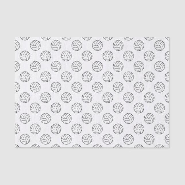 Black/White Volleyball Balls, White Tissue Paper (Front)