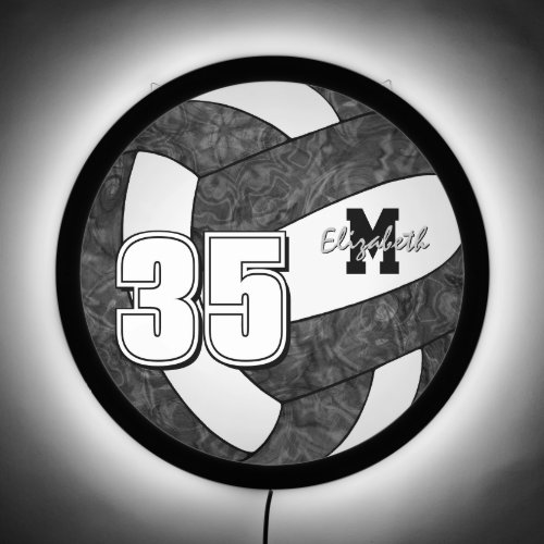 Black white volleyball club colors girls sports LED sign