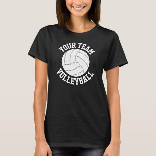 Black  White Volleyball Custom Team Name T_Shirt