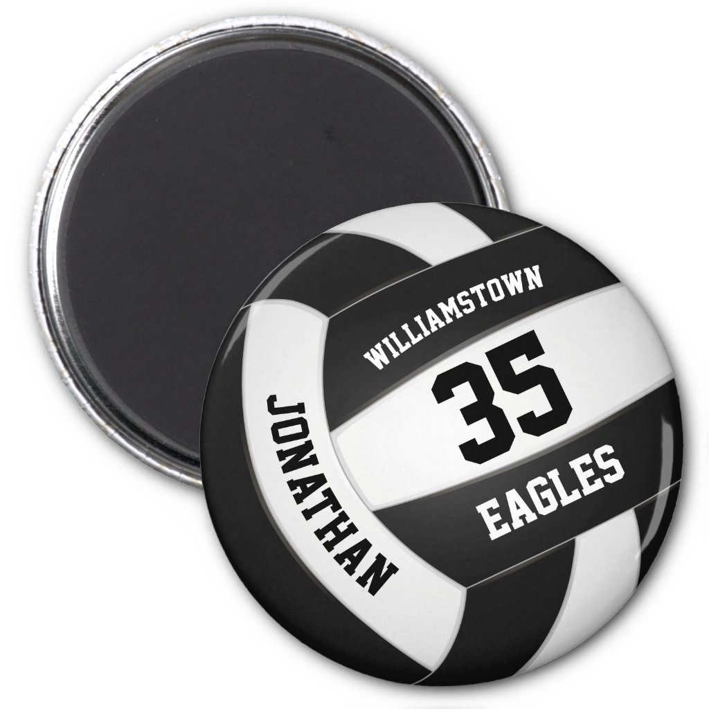 black white volleyball team colors boys girls magnet