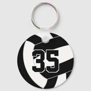 Black white volleyball team colors keychain