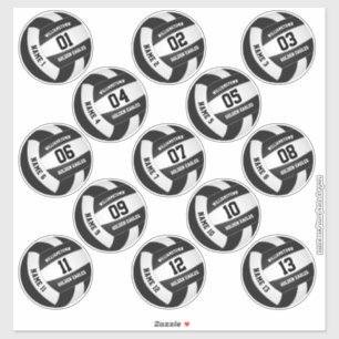 black white volleyball team colors players name sticker