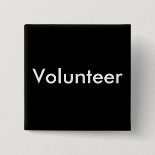 Black White Volunteer Button