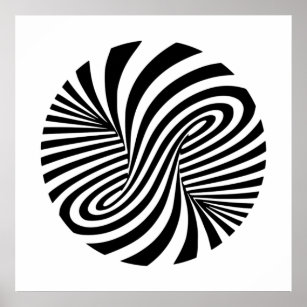 Black & White Vortex Pattern - Optical Illusion Poster