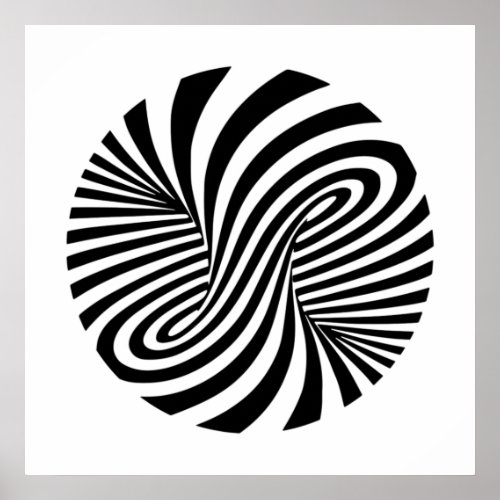 Black  White Vortex Pattern _ Optical Illusion Poster