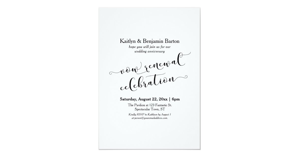 Black White Vow Renewal Celebration Anniversary Invitation 