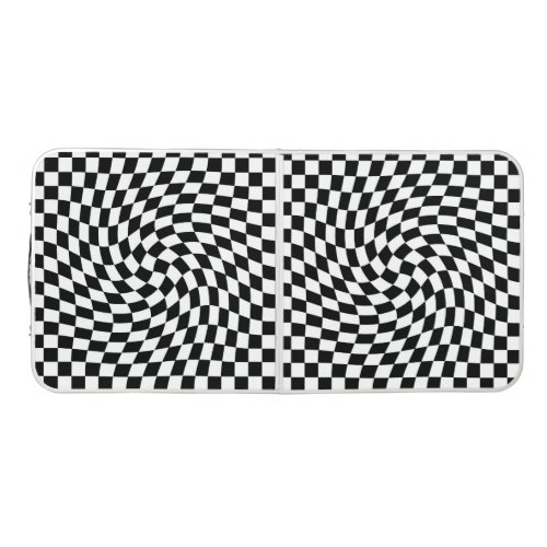 Black  White Warped Checkered Checkerboard Beer Pong Table