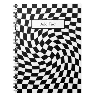 Black & White Warped Checkered Pattern Custom Notebook