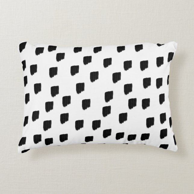 Black & White Watercolor Brushstroke  Accent Pillow (Front)