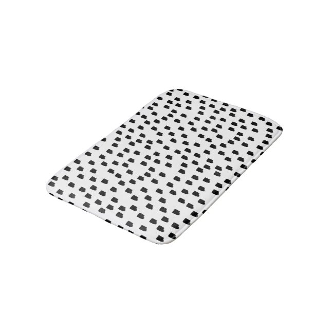 Black & White Watercolor Brushstroke Bath Mat (Angled)