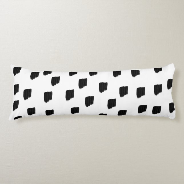 Black & White Watercolor Brushstroke Body Pillow (Front)