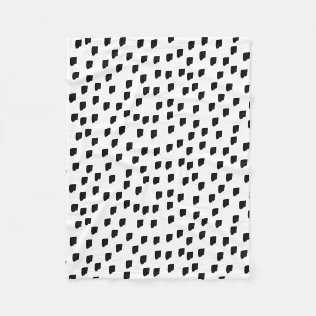 Black & White Watercolor Brushstroke Fleece Blanket (Front)
