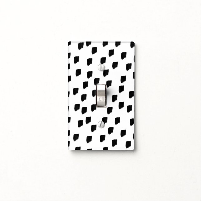Black & White Watercolor Brushstroke Light Switch Cover (In Situ)