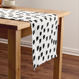 Black & White Watercolor Brushstroke Short Table Runner