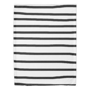Black & White Watercolor Hand Drawn Lines  Duvet Cover